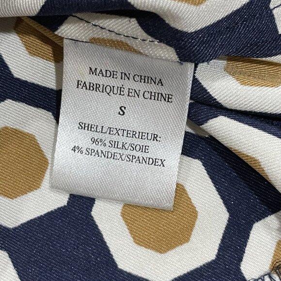 Theory Top Womens‎ Small Silk Geometric Sleeveless Blouse Stretch Scoop Neck - Picture 6 of 12